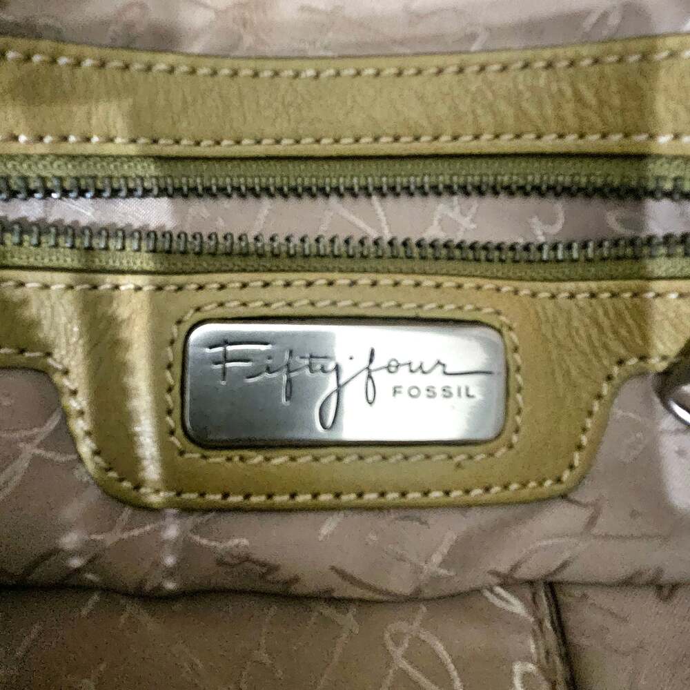 Fifty Four Fossil Green Leather Shoulder Bag with Bamboo-Style Toggle Closure - Picture 7 of 10